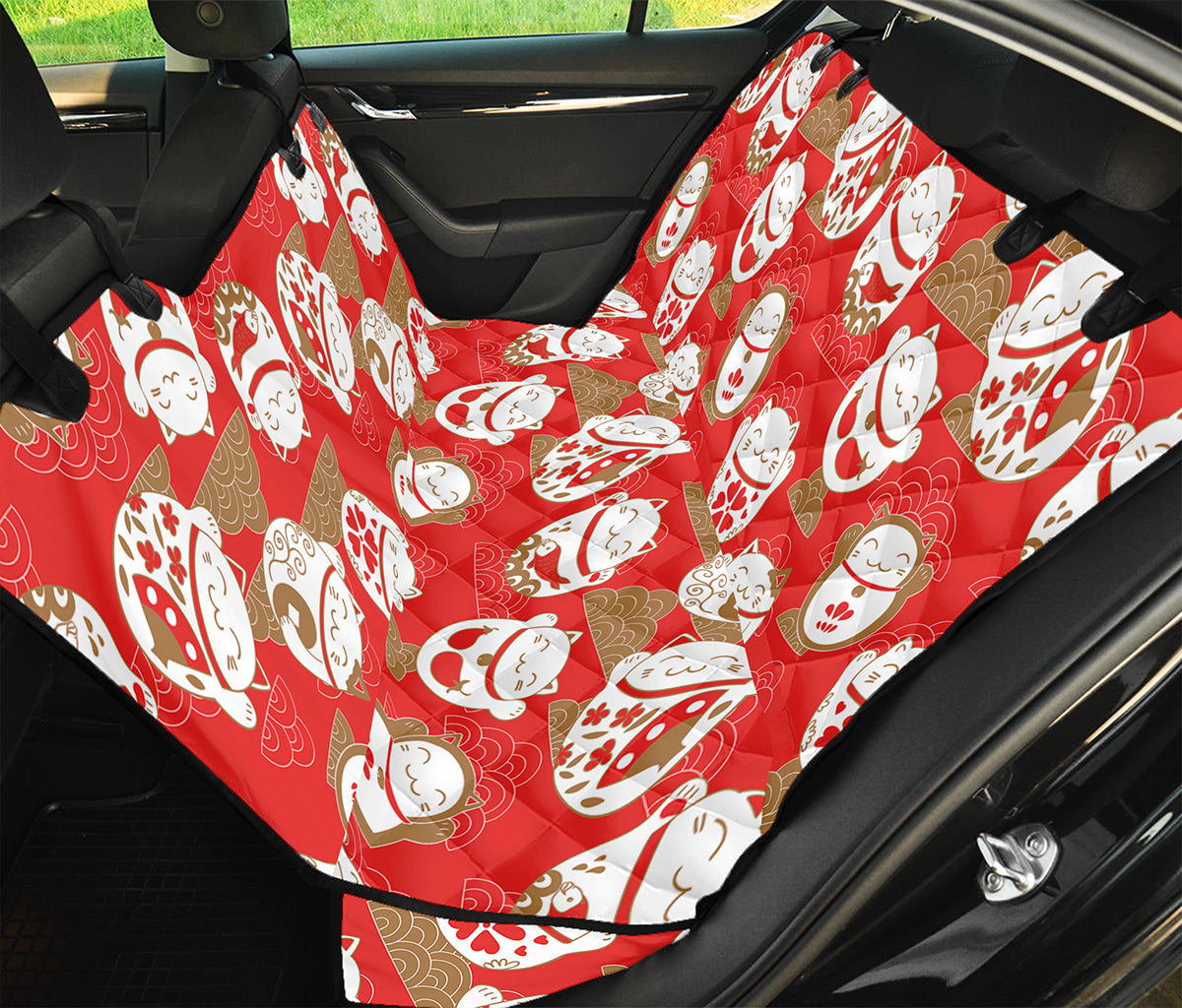 Japanese Lucky Cat Pattern Print Pet Car Back Seat Cover