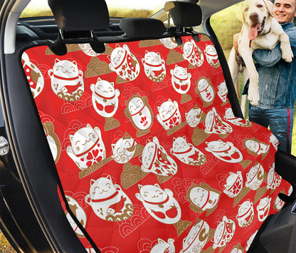 Japanese Lucky Cat Pattern Print Pet Car Back Seat Cover