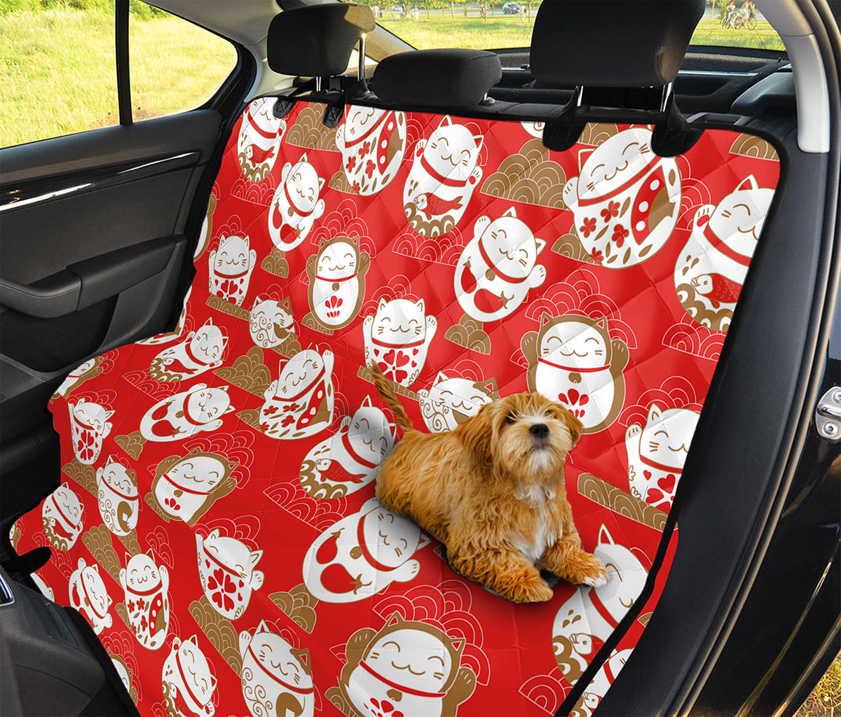 Japanese Lucky Cat Pattern Print Pet Car Back Seat Cover