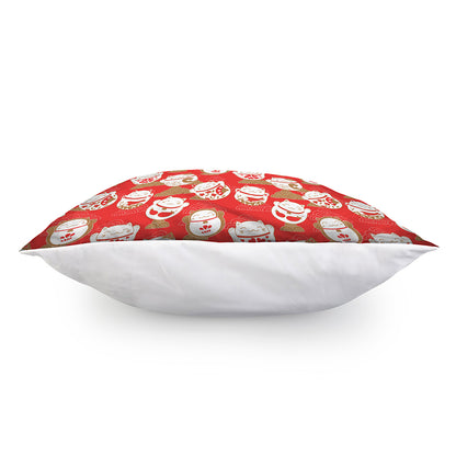 Japanese Lucky Cat Pattern Print Pillow Cover