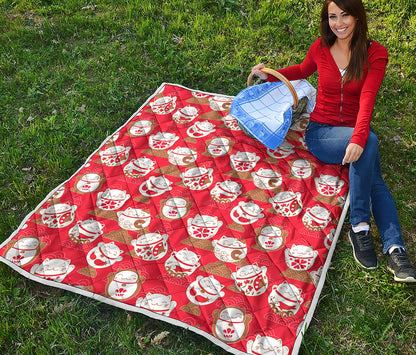 Japanese Lucky Cat Pattern Print Quilt