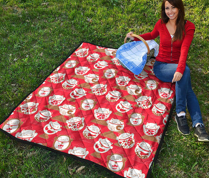 Japanese Lucky Cat Pattern Print Quilt