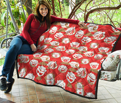 Japanese Lucky Cat Pattern Print Quilt