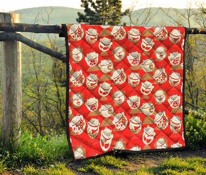 Japanese Lucky Cat Pattern Print Quilt