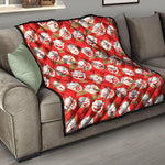 Japanese Lucky Cat Pattern Print Quilt
