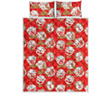 Japanese Lucky Cat Pattern Print Quilt Bed Set
