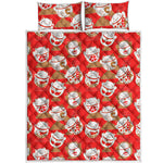 Japanese Lucky Cat Pattern Print Quilt Bed Set