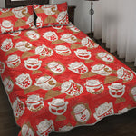 Japanese Lucky Cat Pattern Print Quilt Bed Set