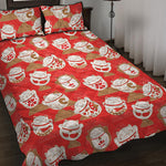 Japanese Lucky Cat Pattern Print Quilt Bed Set