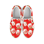 Japanese Lucky Cat Pattern Print White Slip On Shoes