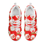 Japanese Lucky Cat Pattern Print White Sneakers