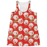 Japanese Lucky Cat Pattern Print Women's Racerback Tank Top