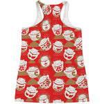 Japanese Lucky Cat Pattern Print Women's Racerback Tank Top