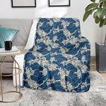 Japanese Ocean Wave Pattern Print Blanket