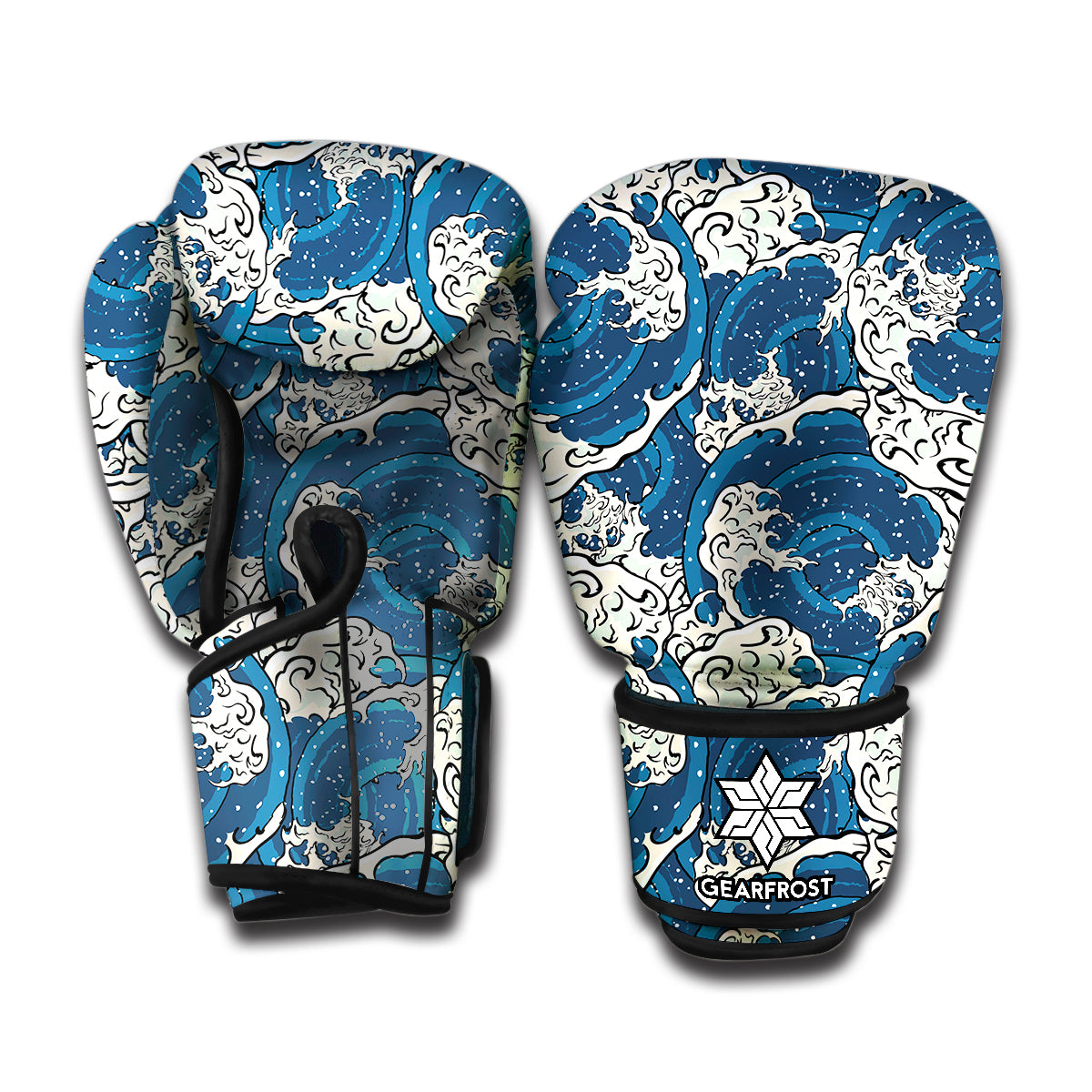 Japanese Ocean Wave Pattern Print Boxing Gloves