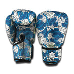 Japanese Ocean Wave Pattern Print Boxing Gloves