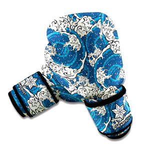 Japanese Ocean Wave Pattern Print Boxing Gloves