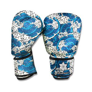 Japanese Ocean Wave Pattern Print Boxing Gloves