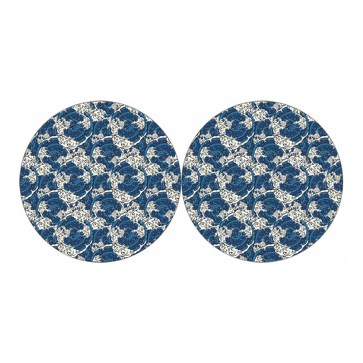 Japanese Ocean Wave Pattern Print Car Coasters