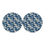 Japanese Ocean Wave Pattern Print Car Coasters