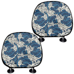 Japanese Ocean Wave Pattern Print Car Headrest Covers