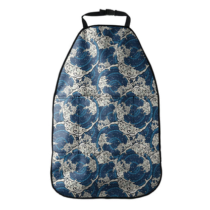 Japanese Ocean Wave Pattern Print Car Seat Organizers
