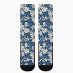 Japanese Ocean Wave Pattern Print Crew Socks