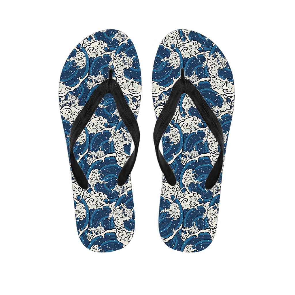 Japanese Ocean Wave Pattern Print Flip Flops