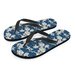 Japanese Ocean Wave Pattern Print Flip Flops