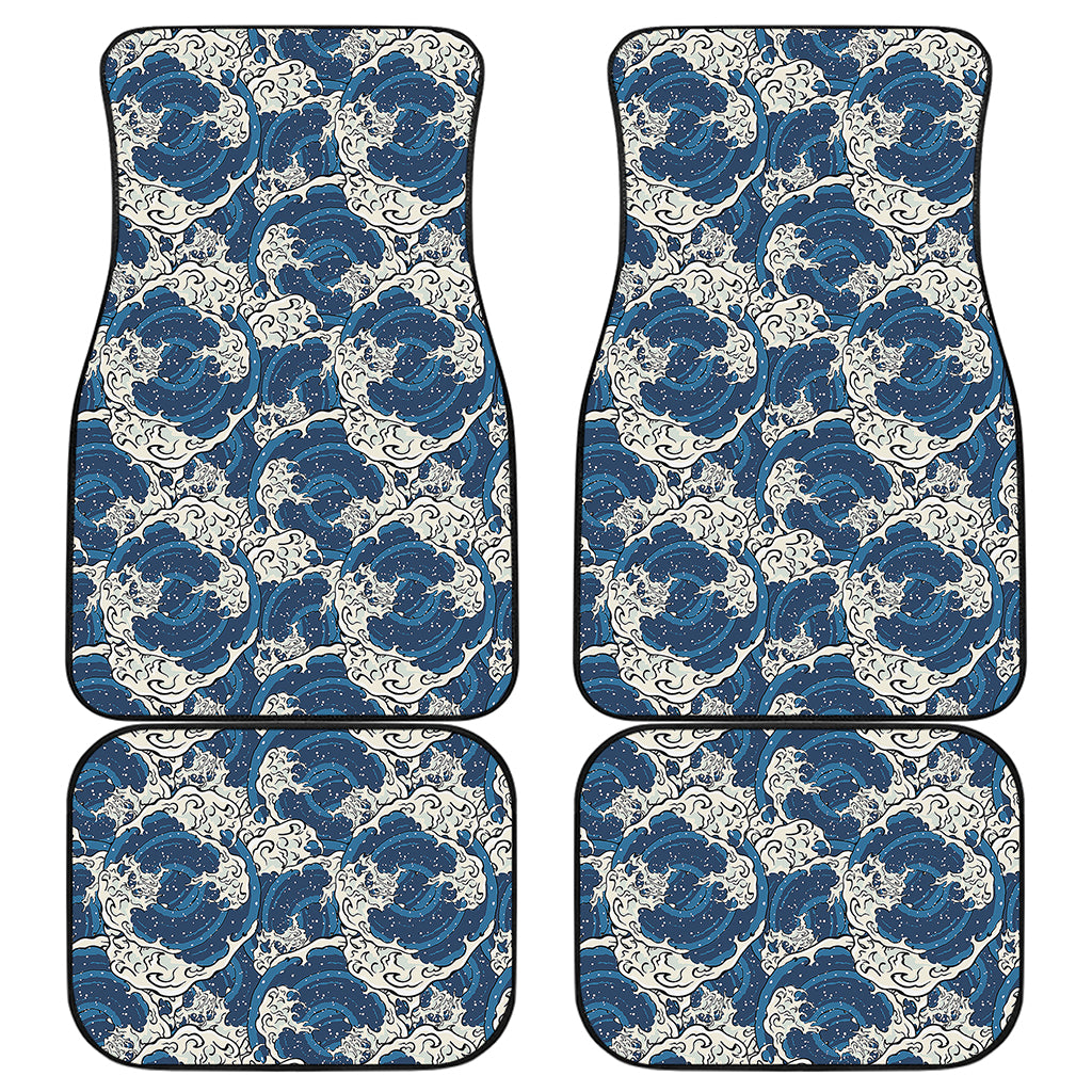 Japanese Ocean Wave Pattern Print Front and Back Car Floor Mats