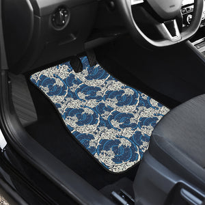 Japanese Ocean Wave Pattern Print Front and Back Car Floor Mats