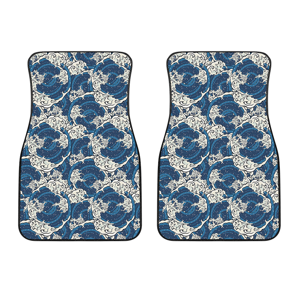 Japanese Ocean Wave Pattern Print Front Car Floor Mats