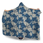 Japanese Ocean Wave Pattern Print Hooded Blanket