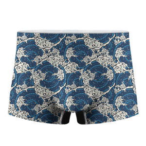 Japanese Ocean Wave Pattern Print Men's Boxer Briefs