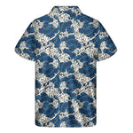 Japanese Ocean Wave Pattern Print Men's Short Sleeve Shirt