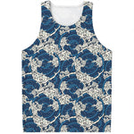 Japanese Ocean Wave Pattern Print Men's Tank Top