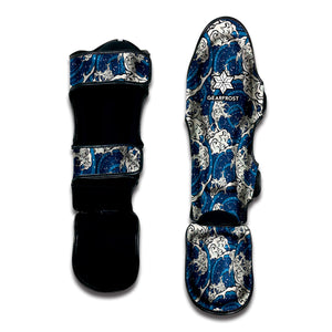 Japanese Ocean Wave Pattern Print Muay Thai Shin Guard