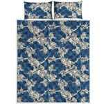 Japanese Ocean Wave Pattern Print Quilt Bed Set