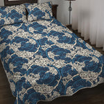 Japanese Ocean Wave Pattern Print Quilt Bed Set