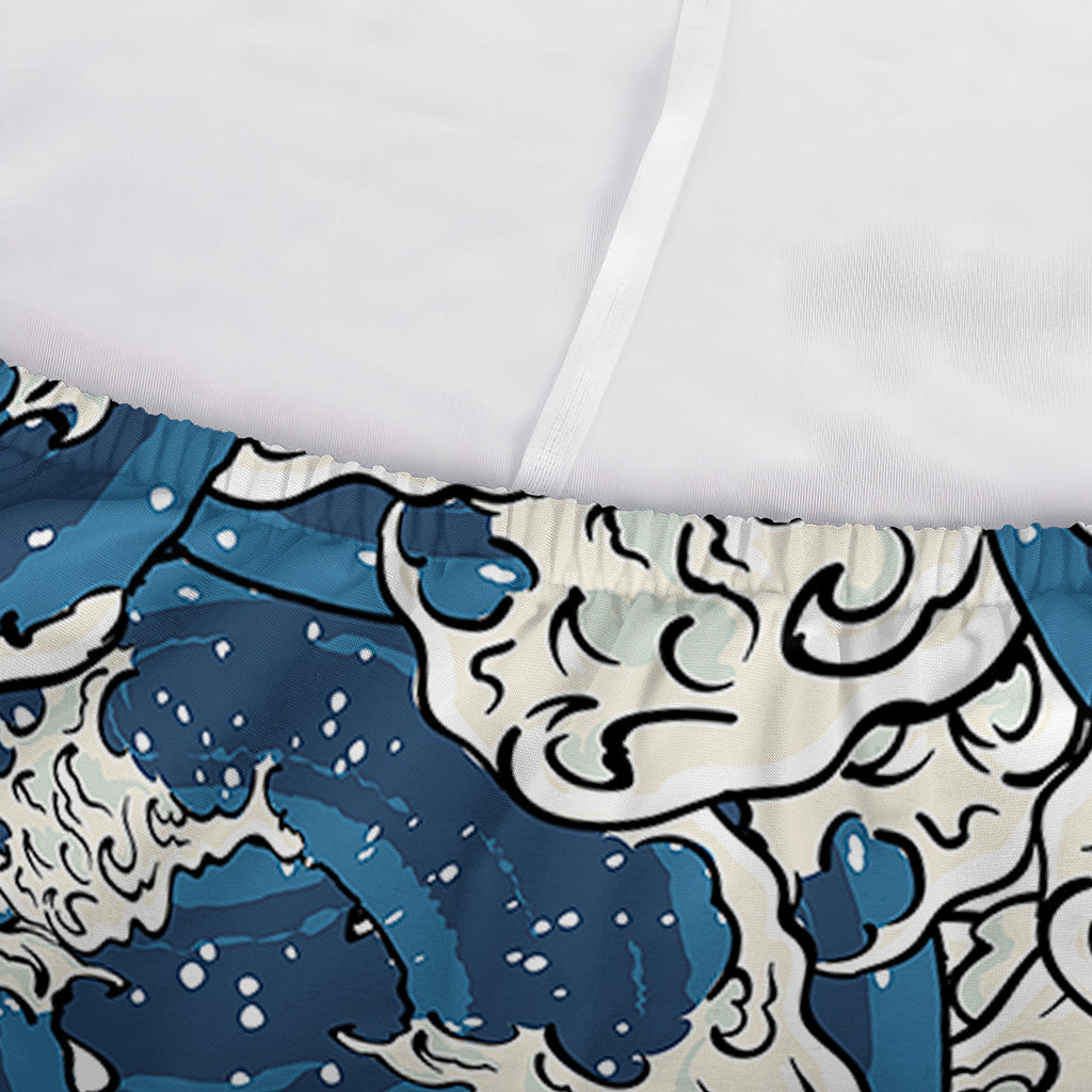 Japanese Ocean Wave Pattern Print Sofa Cover