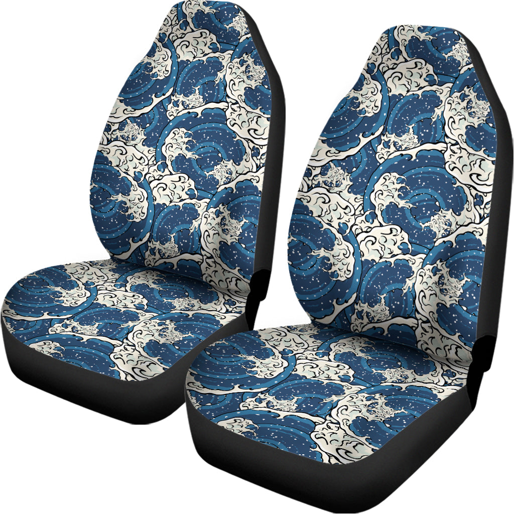 Japanese Ocean Wave Pattern Print Universal Fit Car Seat Covers