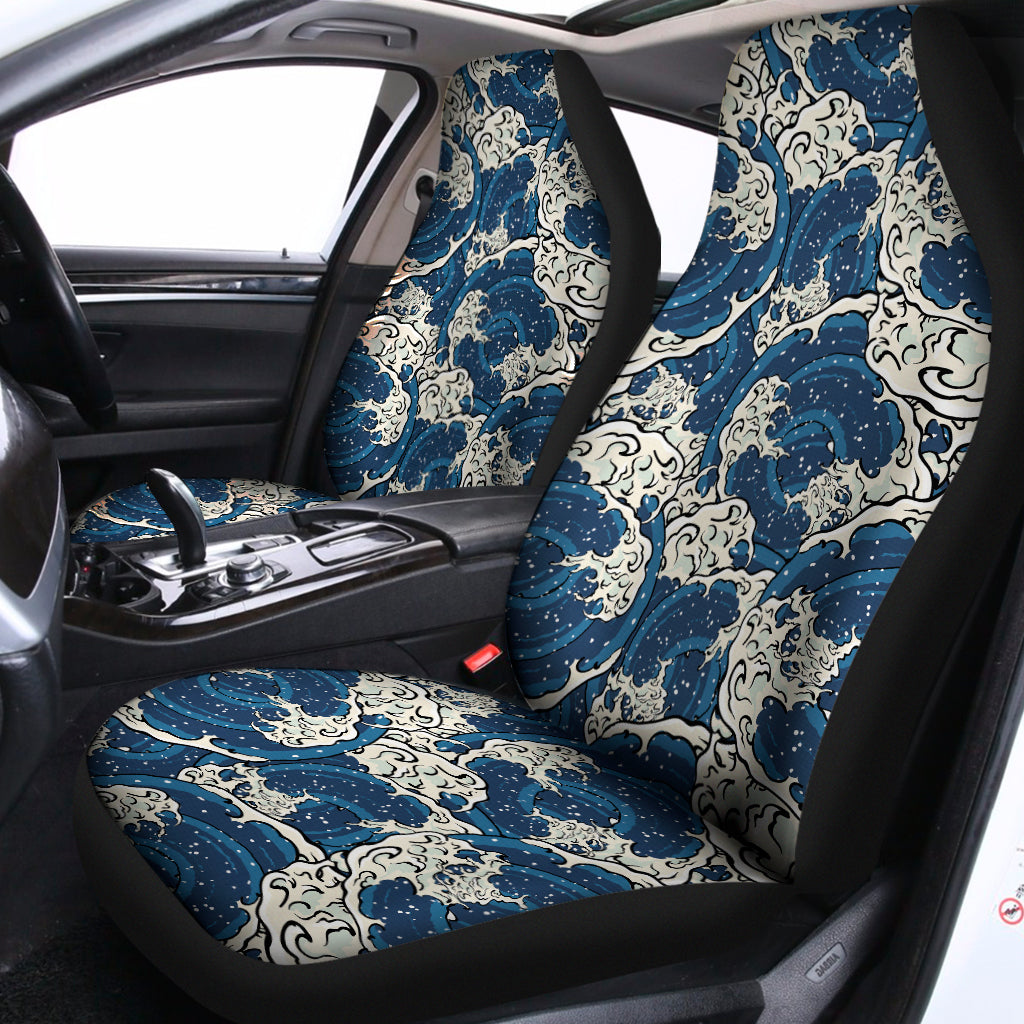 Japanese Ocean Wave Pattern Print Universal Fit Car Seat Covers