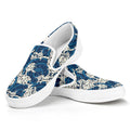 Japanese Ocean Wave Pattern Print White Slip On Sneakers