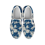 Japanese Ocean Wave Pattern Print White Slip On Shoes