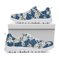Japanese Ocean Wave Pattern Print White Running Shoes