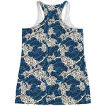 Japanese Ocean Wave Pattern Print Women's Racerback Tank Top