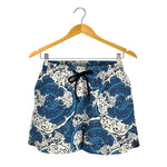 Japanese Ocean Wave Pattern Print Women's Shorts