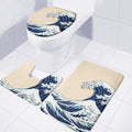Japanese Ocean Wave Print 3 Piece Bath Mat Set