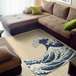 Japanese Ocean Wave Print Area Rug