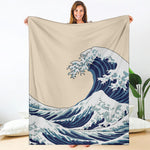 Japanese Ocean Wave Print Blanket